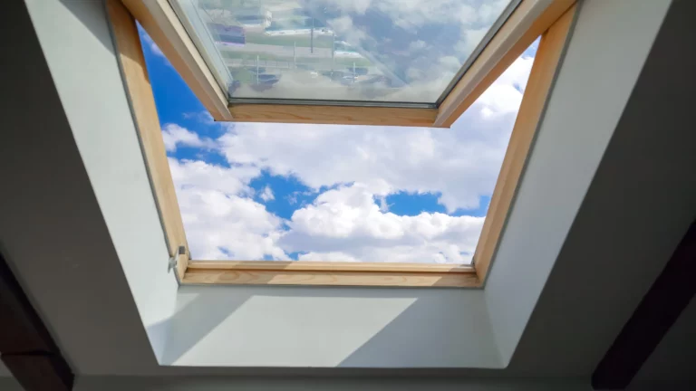 Fenêtre de toit ouverte sur le ciel