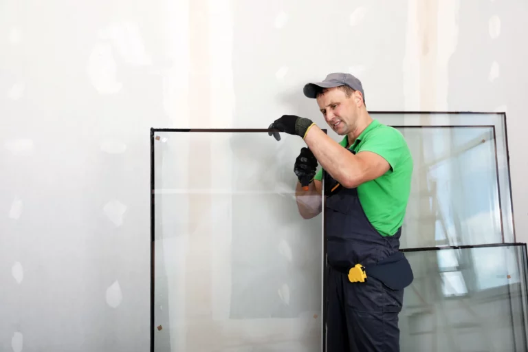 Pose de fenêtres sur un chantier de construction